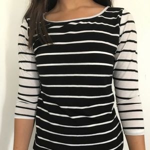Black and white stripped elbow length shirt